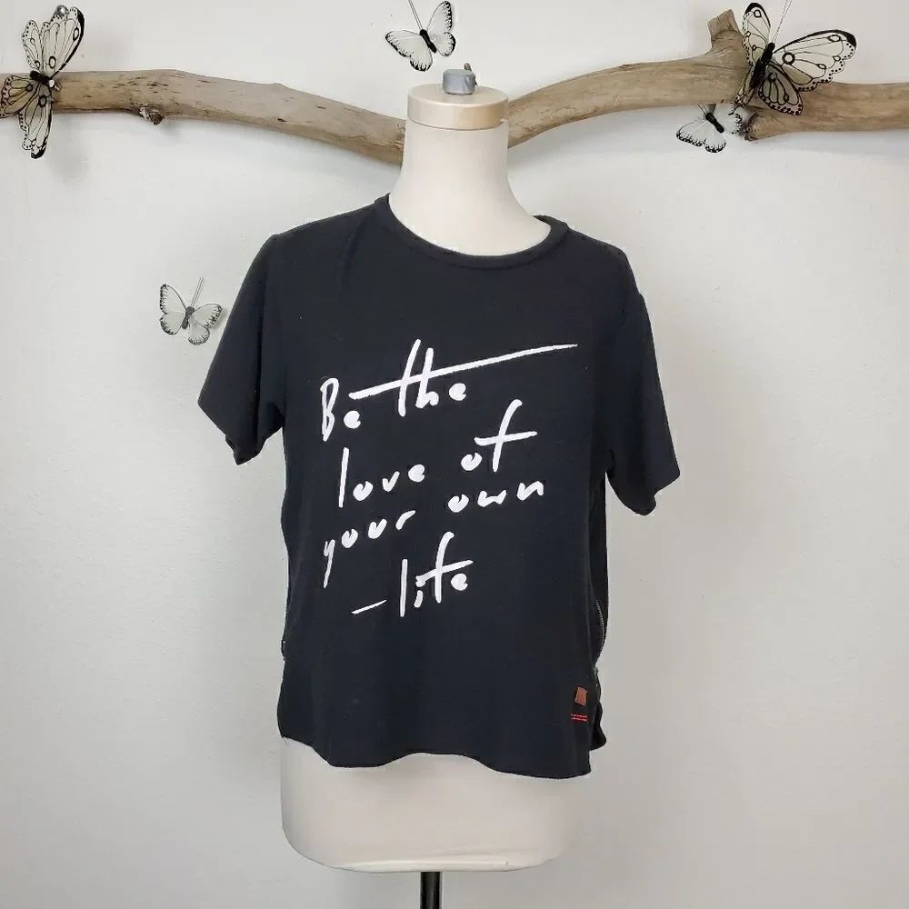 Peace love world textured tee with side zips